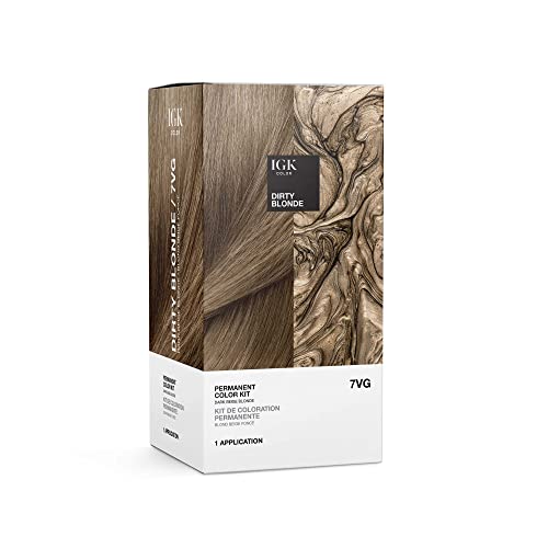 IGK Permanent Hair Dye Color Kit, Dirty Blonde 7VG, Dark Beige Blonde