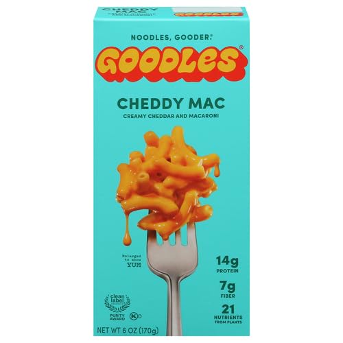 Goodles Cheddy Mac Creamy Cheddar and Macaroni Pasta - Nutrient Packed with Real Cheese, Fiber, Protein, Prebiotics, Plants, & Vegetables | Non-GMO, Organic Ingredients [Cheddy Mac, 6 oz. 1 Pack]