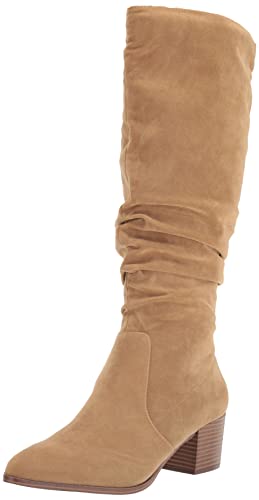 Amazon Essentials Women's Tall Block Heel Boots, Tan, 9
