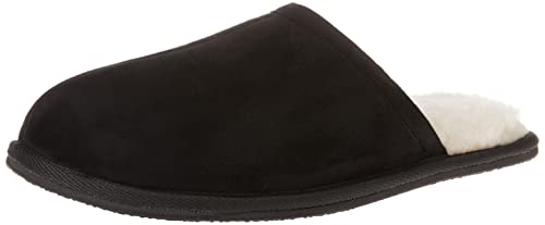 Amazon Essentials Cozy Slippers, House Shoes for Men, Black Microsuede, Size 10