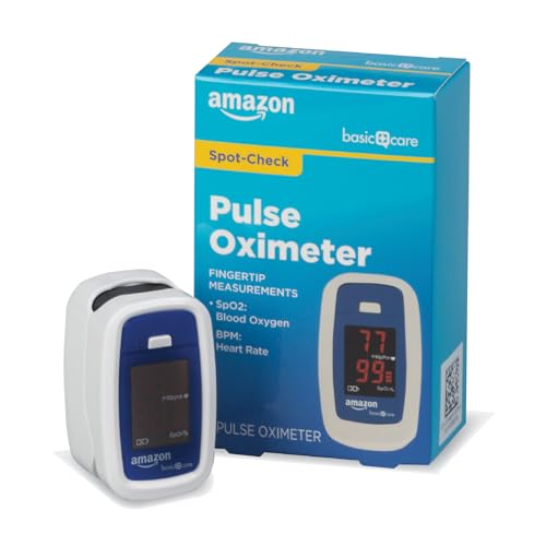 Amazon Basic Care Pulse Oximeter (Previously Healthwise)Fingertip Pulse Oximeter with Plethysmograph and Perfusion Inde