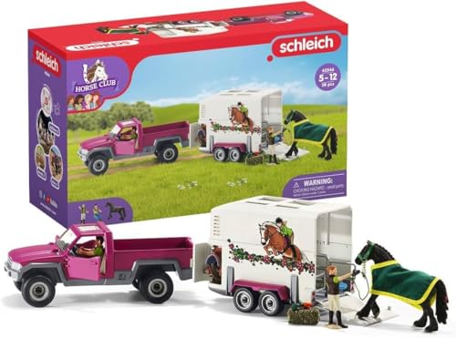 Schleich Horse Club — 38-Piece Toy Horse Trailer and Truck Playset with Horse, Rider Action Figure and Accessories, Detailed Animal Toys for Kids Ages 5+