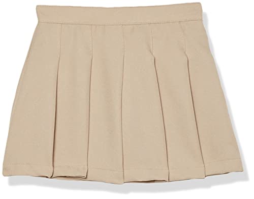 IZOD Girls' School Uniform Pull-on Scooter Skirt with Undershorts, Knit Waistband & Functional Pockets, Wrinkle Resistant, Khaki 976, 8
