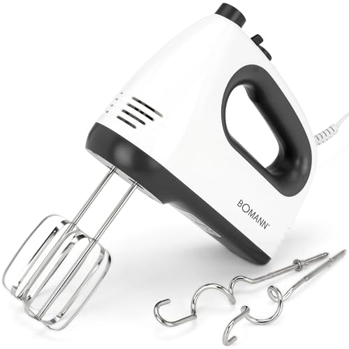(-31%) Bomann® Mixer | kraftvoller 400 Watt-Motor | Handmixer | Turbostufe & 5 Geschwindigkeitsstufen | Handrührgerät | spülmaschinengeeignete Edelstahlquirle und -knethaken | HM 6054 CB