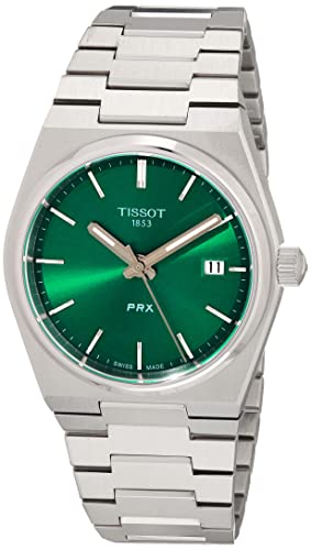 Tissot PRX Swiss Quartz Unisex Watch, Green Dial, Stainless Steel, 35 mm Case, T1372101108100
