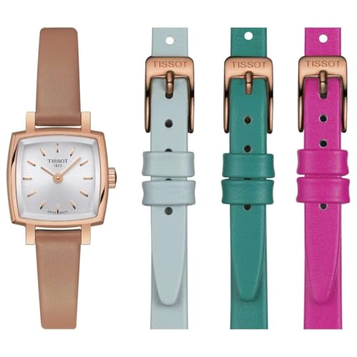 Tissot Womens Lovely Summer Set 316L Stainless Steel case with Rose Gold PVD Coating Quartz Watch, Tan, Leather, 9 (T0581093603101)