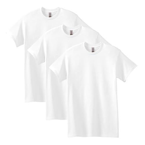 Gildan Unisex Adult Heavy Cotton T-shirt, Style G5000, Multipack, White (3-pack), Large US