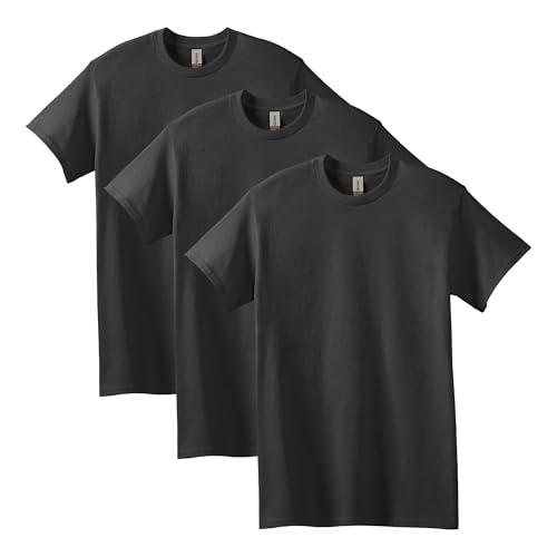 Gildan mens Heavy Cotton T-shirt, Style G5000, Multipack T Shirt, Black (3-pack), Large US