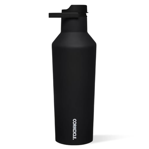 Corkcicle Sport Canteen - Keeps Drinks Cold 25 Hours - Stainless Steel Water Bottle - Triple-Insulated - Spill-Proof - Summer Drinkware Gift - Keeps Drinks Ice Cold - 20 oz - Black
