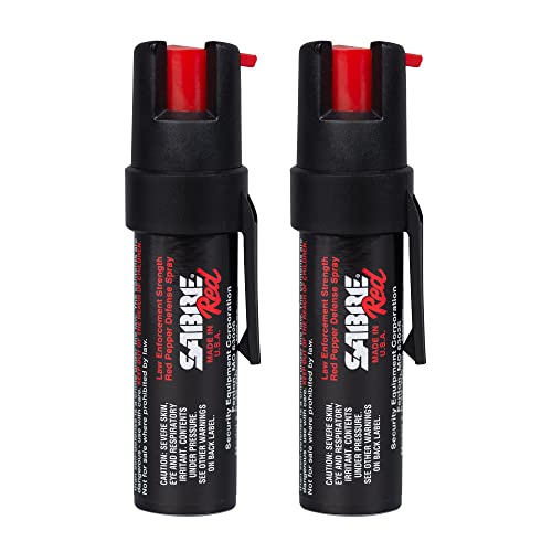 SABRE RED Compact Pepper Spray, Max Police Strength OC Spray with UV Dye, Compact Belt Clip For Easy Carry & Fast Access, Protect Against Multiple Threats, 0.67 fl oz, Secure & Easy to Use Safety