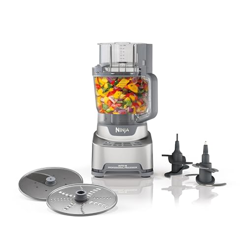 Ninja Food Processor, Professional XL, 1200 Peak-Watts, 4-in-1, Chopping, Slicing/Shredding, Purees, Dough, 12-Cup Processor Bowl, 2 Blades & 2 Discs, Feed Chute/Pusher, Black, NF701