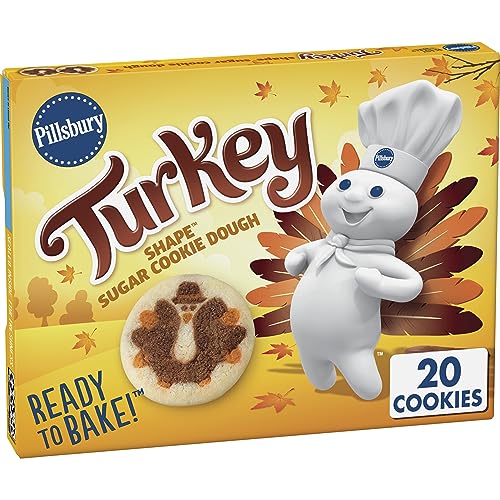 Pillsbury Ready To Bake Turkey Shape Sugar Cookie Dough, 20 Cookies, 9.1 oz.