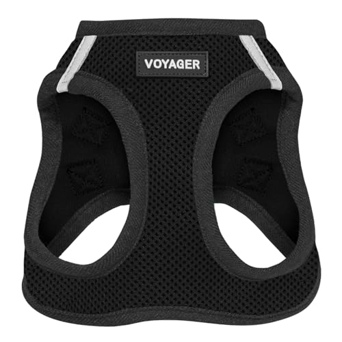 Best Pet Supplies Voyager Step-in Air Harness - All Weather Mesh, Reflective, No Pull Harness for Dogs, Cats - Secure with Hook & Loop Fastener, Buckle, Double D-Rings - Black, M