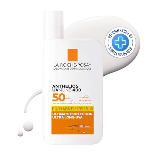 La Roche-Posay Anthelios UVMune 400 Invisible Fluid SPF50+, Very High Broad Spectrum Sun Protection, Ultra Long UVA Filter, Non-Perfumed Sunscreen For Sensitive Skin, 50ml