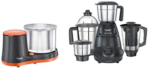 Prestige IRIS Plus 750 watt mixer grinder & PWG 07 Wet Grinder, 2L (Multicolor) with Coconut Scraper and Atta Kneader Attachments, 200 Watt