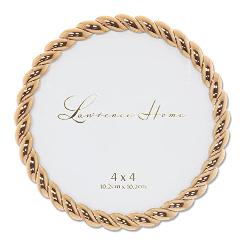 Lawrence Frames Rope Design Metal Frame, 4x4 Round, Gold
