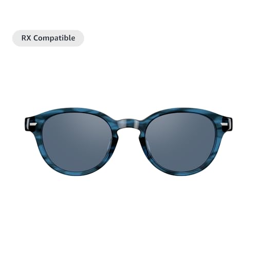 Amazon Echo Frames, an Alexa device (newest model), Smart glasses with Alexa, Round frames in Blue Tortoise with polarized sunglass lenses