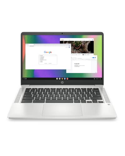 HP Chromebook 14 Laptop, Intel Celeron N4120, 4 GB RAM, 64 GB eMMC, 14 HD Display, Chrome OS, Thin Design, 4K Graphics, Long Battery Life, Ash Gray Keyboard (14a-na0226nr, 2022, Mineral Silver)