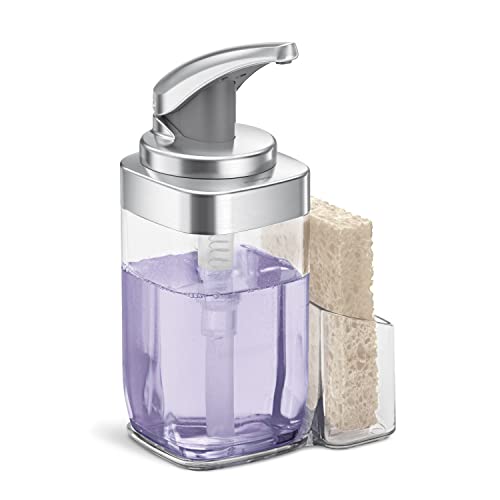 simplehuman 650ml Square Push Pump with Sponge Caddy Brushed Nickel