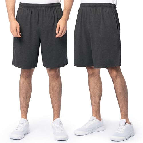 Fruit of the Loom Men's Eversoft Cotton Shorts with Pockets (S-4xl), 2 Pack-Black Heather