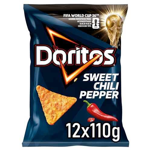 🔥 STARKER PREIS (-41%) Doritos Sweet Chili Pepper - Tortilla Nachos mit süßem Chili-Geschmack - Herzhafter Snack zum Knabbern aus Mais (12 x 110g) (Verpackungsdesign kann abweichen)