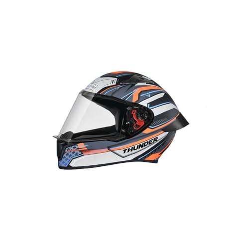 Thunder Full Face Helmet D8 with Clear Visor (Matt Black N4, M)