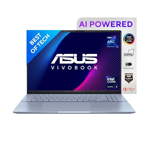 ASUS Vivobook S 16 OLED (2024), Intel Core Ultra 5 125H, 16GB LPDDR5X, 1TB SSD, 3.2K OLED 16:10 120Hz, 16"/40.64cm, Windows 11, Mist Blue, 1.50KG, S56