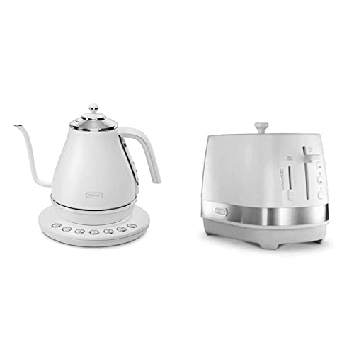 デロンギ アイコナ 温度設定機能付き電気カフェケトル ホワイト[KBOE1230J-W]| delonghi 公式 電気ケトル おしゃれ ケトル 湯沸かしポット 電気ポット 保温機能付き プレゼント 温度調節 電子ケトル コーヒーケトル ポット 保温 1l コーヒーポット 細口 ドリップポット 3