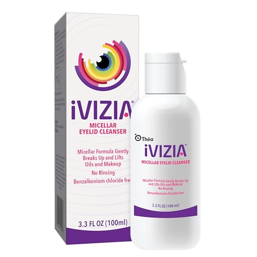 iVIZIA Micellar Eyelid Cleanser for Sensitive Eyelid Cleansing, BAK-Preservative-Free, Rinse-Free, Gently Removes Makeup, 3.3fl oz Bottle Packaging May Vary﻿