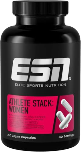 🔥 SELTEN SO GÜNSTIG (-43%) ESN Athlete Stack Women, 210 Kapseln, Alle essentiellen Vitamine und Mineralstoffe, vegan - Made in Germany