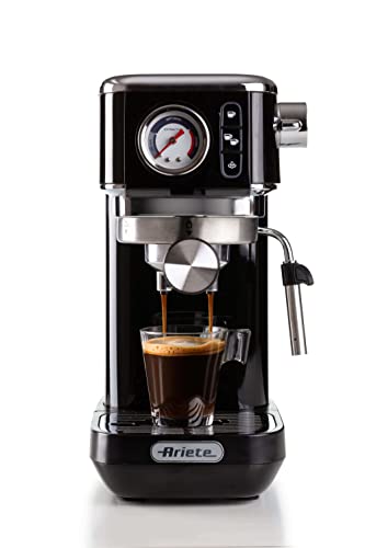Ariete 1381/12 Coffee machine with pressure gauge, compatible with ground coffee and ESE pods, 1300 W, 1.1 L capacity, 15 bar pressure, ½ cup filter, 