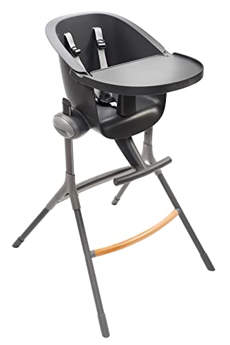 Béaba Up&Down High Chair, Made in France, Ergonomic, Evolutive Removable Lunch Table, Adjustable 6 Heights, Comfortable, Design, Robust Materials, Dark Grey