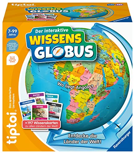 (-35%) Ravensburger tiptoi Spiel 00107 - Der interaktive Wissens-Globus - Lern-Globus für Kinder ab 7 Jahren, Spielzeug für Jungen und Mädchen, für 1-4 Spieler