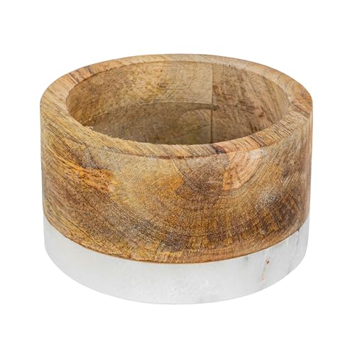Creative Co-Op Mango Wood and Marble Bottle Holder