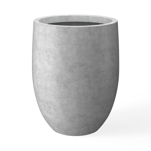 Kante 21.7" H Natural Concrete Tall Planter, Large Outdoor Indoor Decorative Pot with Drainage Hole and Rubber Plug, Modern Round Taper Style for Home and Patio
