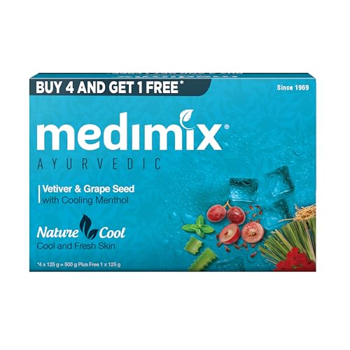 Ayurvedic Cool Bathing Soap With Menthol, Vetiver & Grape Seed 125Gm (Buy 4 And Get 1 Extra Combo Pack) | Shop Herbal | Natural | Paraben-Free & Sulph