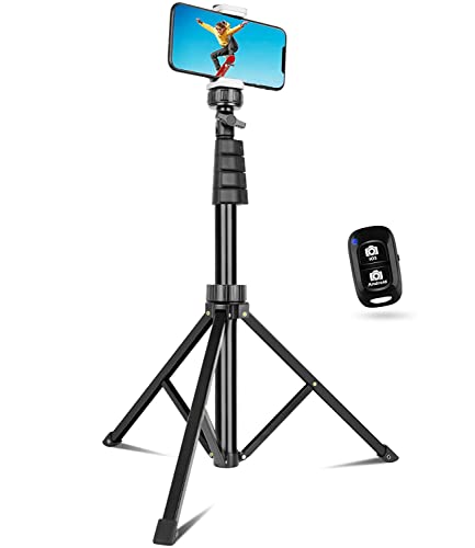 SENSYNE 62" Phone Tripod & Selfie Stick, Extendable Cell Phone Tripod Stand with Wireless Remote and Phone Holder, Compatible with iPhone Android Phone, Camera