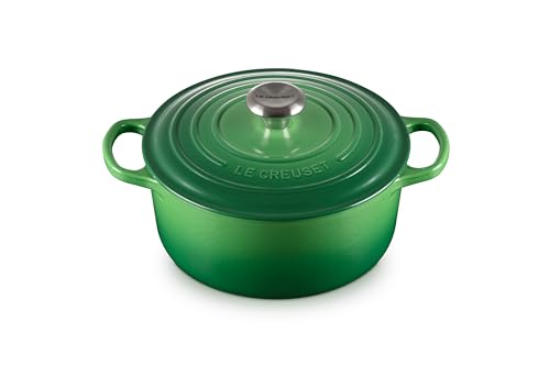 Le Creuset Signature Gusseisen-Bräter mit Deckel, Ø 24 cm, Rund, Für alle Herdarten und Induktion geeignet, Volumen: 4,2 l, 4,305 kg, Bamboo, 21177244