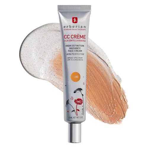 Erborian Color Correcting CC Cream with Centella Asiatica, Tan (Dore) - Light Multi-Purpose Facial Concealer with Illuminating Finish Soothes & Hydrates - SPF Korean Skincare Skin Perfector - 1.5 Oz