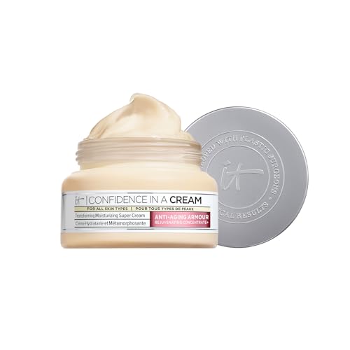 IT Cosmetics Confidence in a Cream - Hydrating & Anti Aging Face Moisturizer, Visibly Reduces Fine Lines & Wrinkles, Up To 48H Hydration, Repairs Skin Barrier, Squalane & Ceramides - 2 fl oz