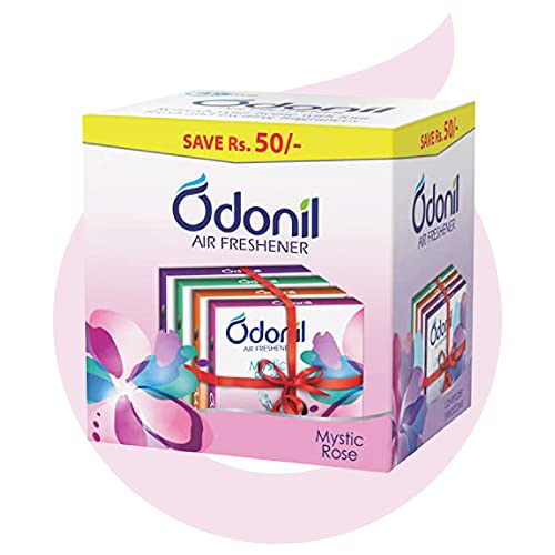 Odonil Bathroom & Toilet Air Freshener Blocks 288g (Pack of 4 x 72g) | Germ Protection | Lasts Up to 45 Days Freshness | 4 Fragrances in One Pack | La