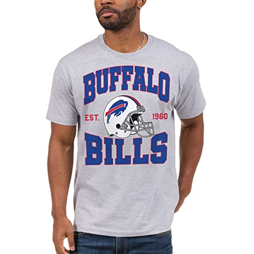 Junk Food Clothing x NFL - Buffalo Bills - Team Helmet - Unisex Adult Short Sleeve Fan T-Shirt for Men and Women - Size Large