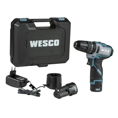 Furadeira de Impacto Wesco WS2558K2 12V Brushless com 2 Baterias 2.0Ah, Mandril 10mm, LED, 3 Funções e Maleta – Supercompacta