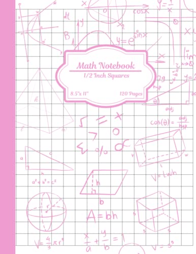 1/2 Inch Squares Graph Paper Notebook: Graph Paper Notebook for Math and Science Students, Grid Paper Notebook for Kids, 120 Quad Ruled Paper, 8.5 x 11 In (Math Workbook)