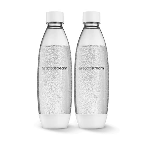 sodastream 1L Twin Pack Dishwasher Safe Slim Bottle (White)