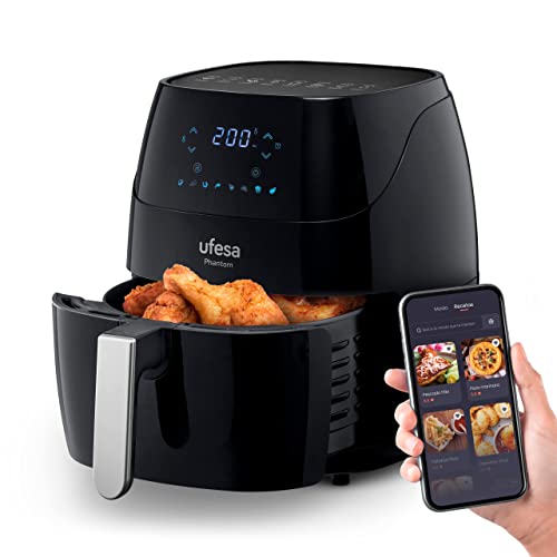 🔥 STARKER PREIS (-43%) Ufesa AF5000 Phantom Friteuse Heißluftfritteuse 5L, Air Fryer Mit WLAN und App Rezeptbuch, Digitalem LED-Touchscreen, Vorheizen&Warmhalten, Shake-Modus, 1500W, Amazon-Exklusiv