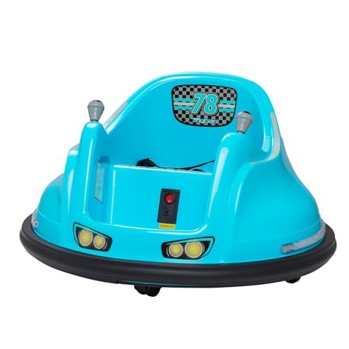 Flybar FunPark 6V Bumper Car – 360° Electric Ride-On Toy with LED Lights, Safety Seat Belt, Soft Bumpers – Indoor & Outd