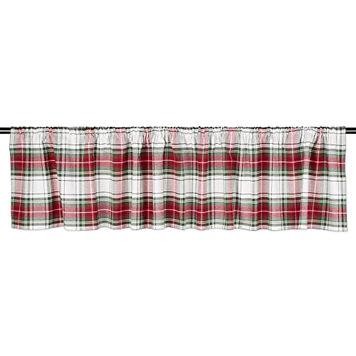 DII Window Valance Collection, 100% Cotton, Pre-Shrunk, Machine Washable, 2 Inch Curtain Rod Pocket, Single Panel, 72x14, Christmas Plaid