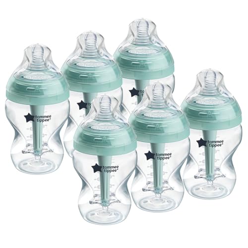 🔥 STARKER PREIS (-50%) Tommee Tippee - Natural Start Anti-Kolik-Babyflaschen (260ml), brustähnlicher Sauger, Anti-Kolikventil, selbst sterilisierend, Zubehör, 6er-Pack