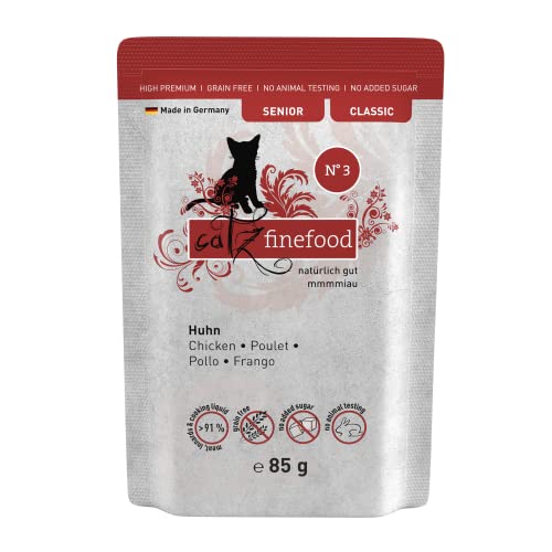🔥 STARKER PREIS (-44%) catz finefood Huhn Classic Senior Katzenfutter nass für ältere Katzen, Gluten- & getreidefrei, ohne Zuckerzusatz – Premium Qualität, Made in Germany (16 x 85g Beutel)